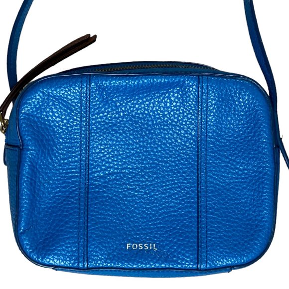 Fossil Gemma Leather Crossbody Cerulean Blue with Adjustable Strap Shoulder Bag - Picture 16 of 16